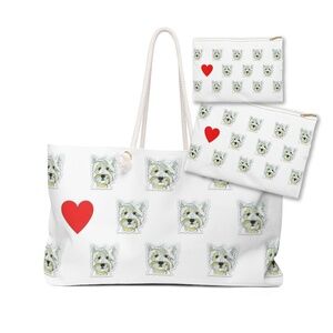 Weekender Tote Bag and 2 Zipper Pouches with Highland Terrier Dog
